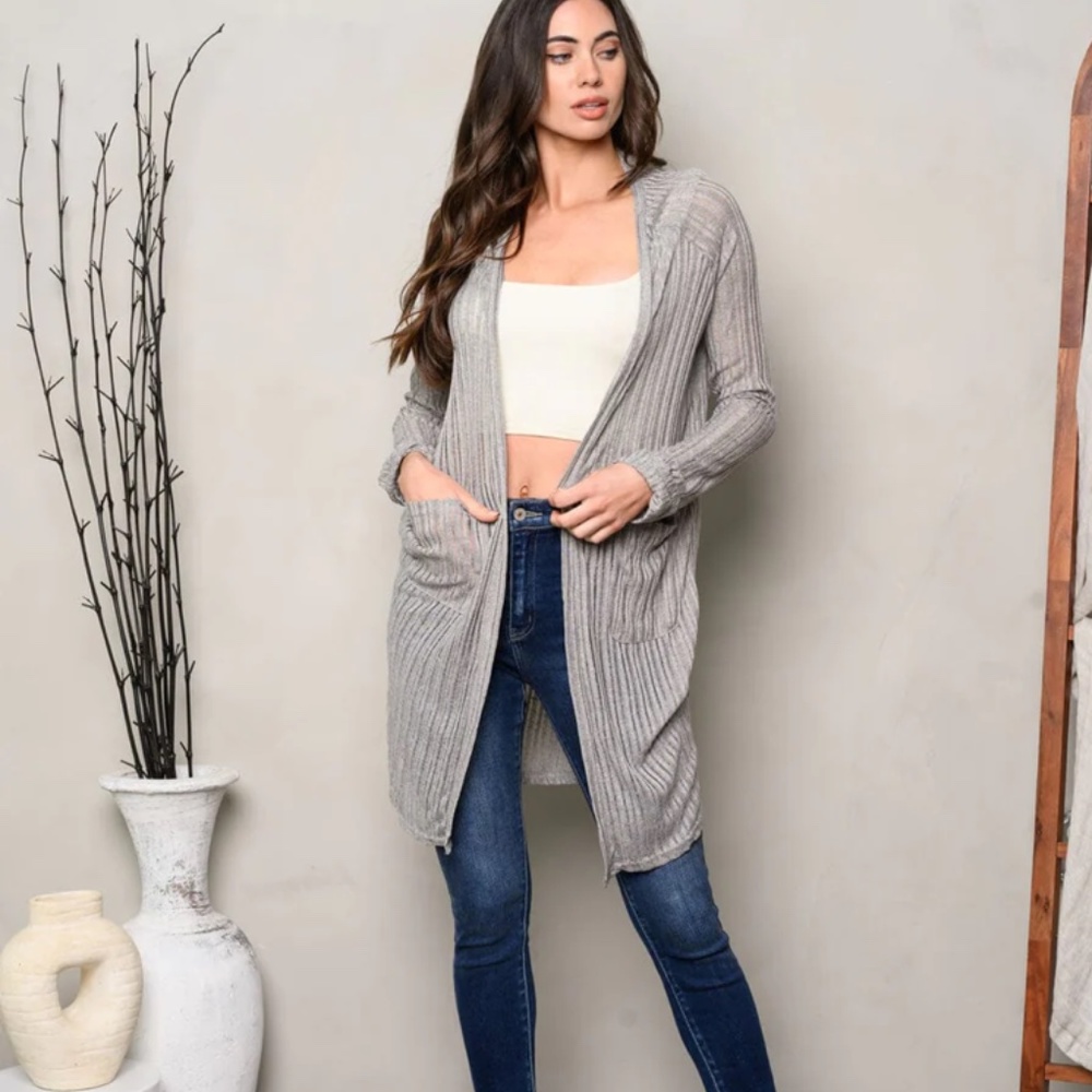 3 Pack! Light Gray Open Front Lightweight Summer Cardigan Kimono Duster Sheer